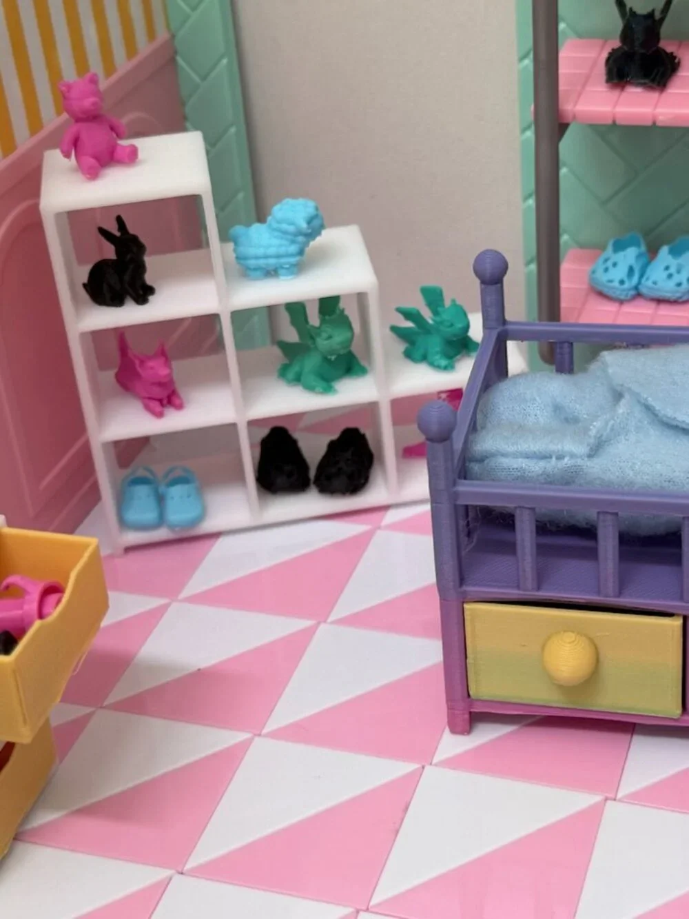 Baby Doll Bed | 3D Printed 2.5 Inch Dollhouse Furniture